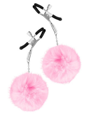 Pinces à seins pression réglable pompons roses