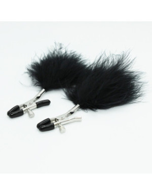 Pinces à seins avec plumes noires