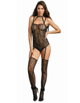 Bodystocking body jarretelles motifs serpent