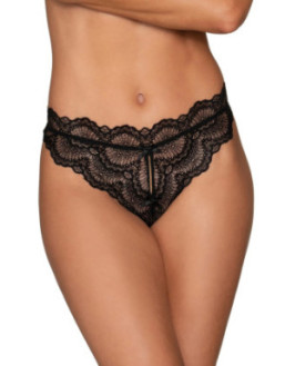 Tanga noir ouvert à l'entrejambe