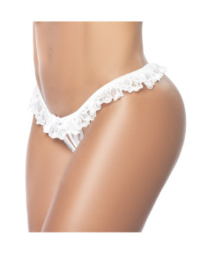 Culotte ouverte blanche avec froufrou en dentelle