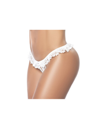 Culotte ouverte blanche avec froufrou en dentelle