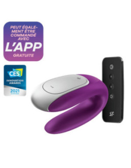 Sextoy de couple vibrant USB connecté Double Fun violet