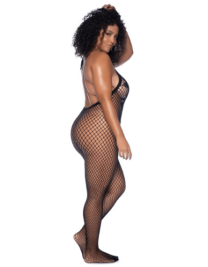 Combinaison grande taille en résille noire