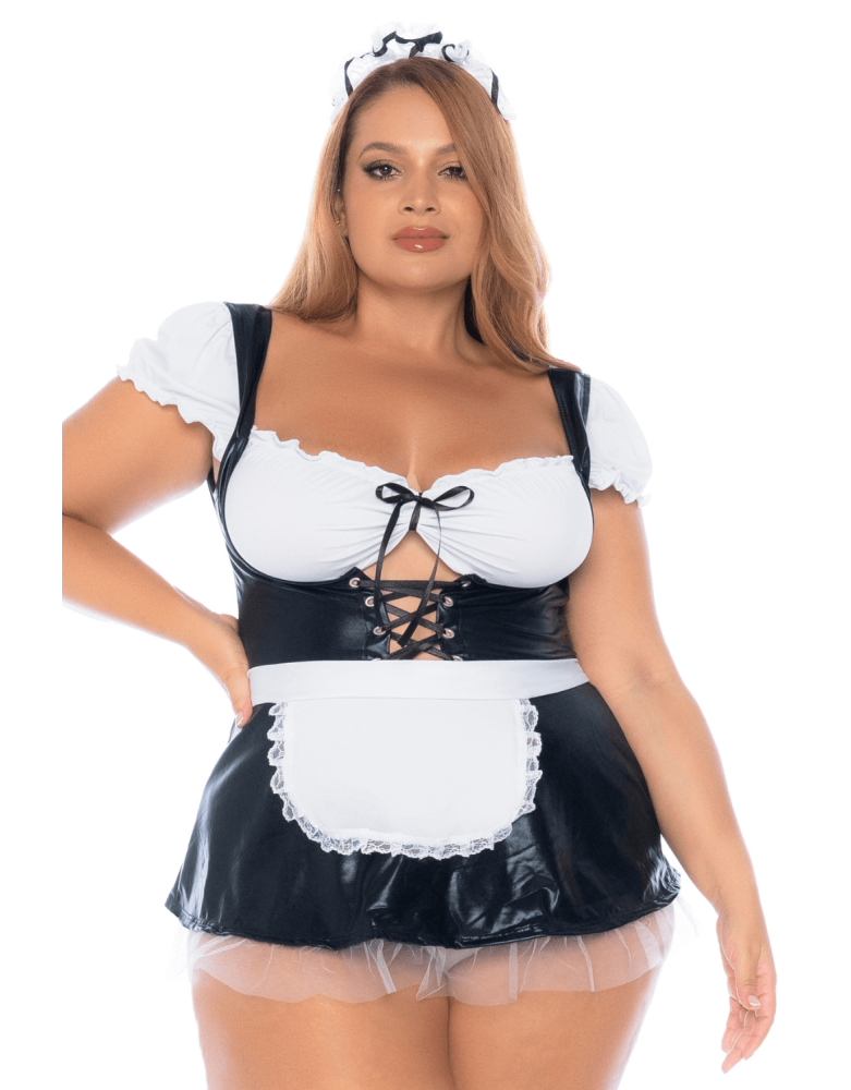 Costume sexy soubrette grande taille 3 pièces