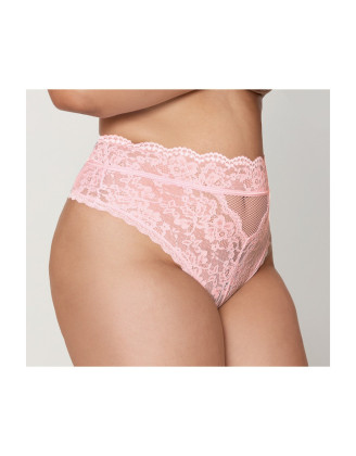 String grande taille dentelle taille haute rose