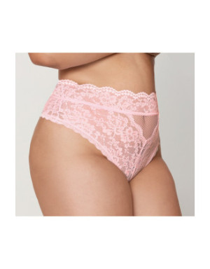 String grande taille dentelle taille haute rose