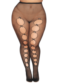 Collant fantaisie grande taille résille noir avec liseré à l'arrière