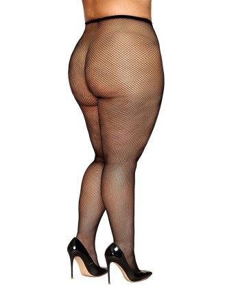 Collant résille grande taille fine maille noir
