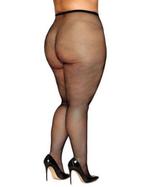 Collant résille grande taille fine maille noir