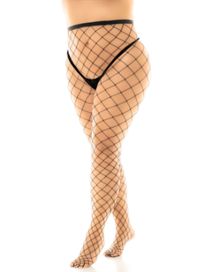 Collant grande taille large maille noire