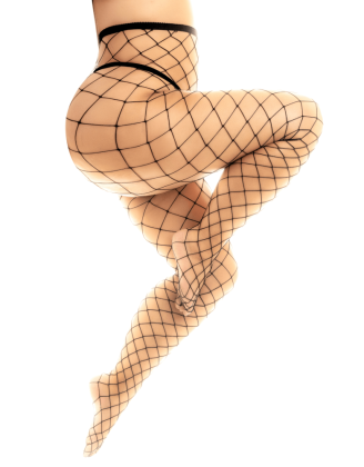 Collant grande taille large maille noire