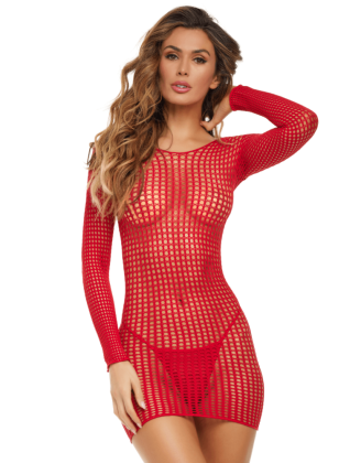 Robe résille fantaisie rouge