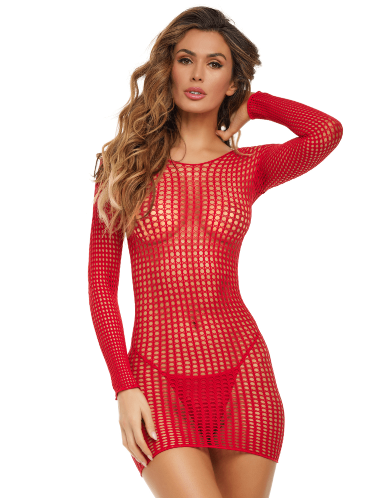 Robe résille fantaisie rouge
