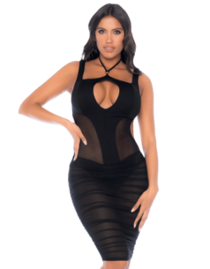 Robe noire semi transparente dos nu