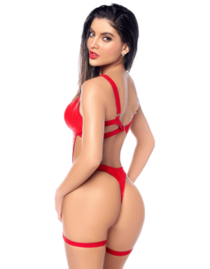 Body sexy en similicuir avec porte-jarretelles 