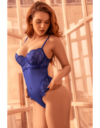 Teddy sexy bleu saphir à armatures