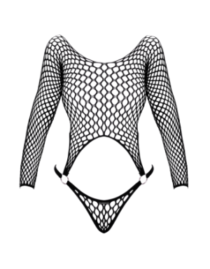 Bodystring en résille grosse maille noir Fantasy