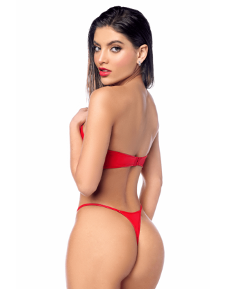 Ensemble 2 pièces en similicuir rouge lisse 