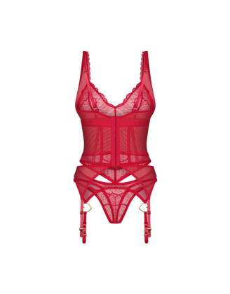 Cupide Desir corset et string - Rouge