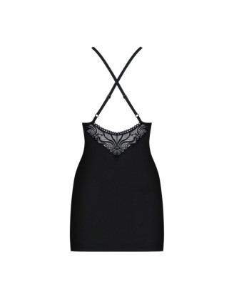 828-CHE-1 Nuisette et String - Noir