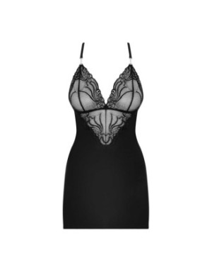 828-CHE-1 Nuisette et String - Noir