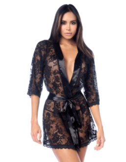Peignoir en dentelle Mapalé avec string assorti 