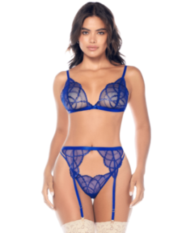 Ensemble sexy 3 pièces avec broderie brillante 