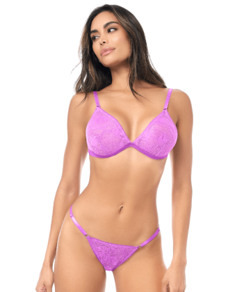 Ensemble sexy 2 pièces dentelle douce et extensible 