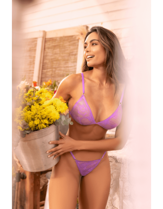 Ensemble sexy 2 pièces dentelle douce et extensible 