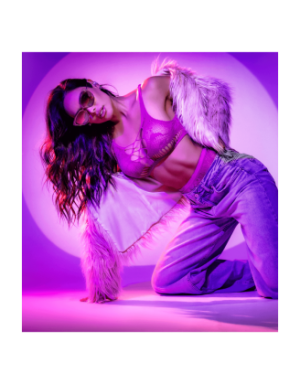 Ensemble deux pièces en résille à motif floral, couleur orchidée - Mapalé