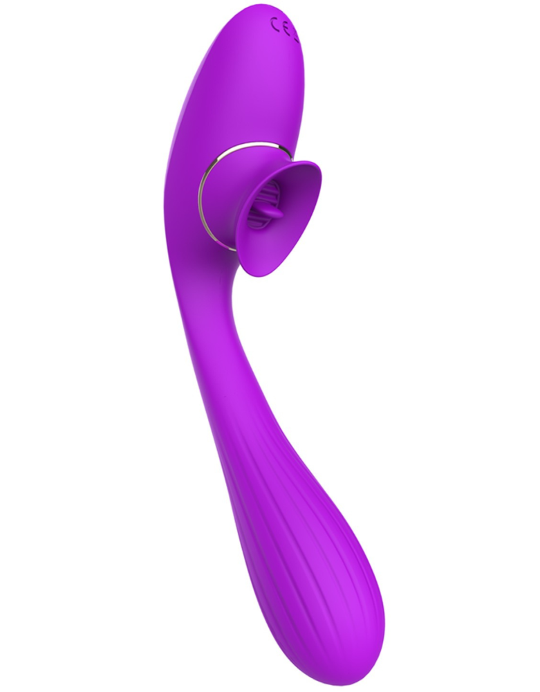 Stimulateur Clitoridien avec langue & Vibromasseur Point G 2-en-1 DISA Violet Cœur Ardent