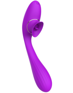 Stimulateur Clitoridien avec langue & Vibromasseur Point G 2-en-1 DISA Violet Cœur Ardent