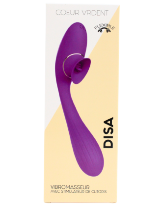 Stimulateur Clitoridien avec langue & Vibromasseur Point G 2-en-1 DISA Violet Cœur Ardent