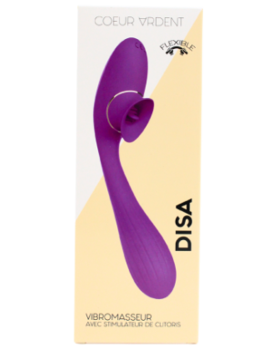Stimulateur Clitoridien avec langue & Vibromasseur Point G 2-en-1 DISA Violet Cœur Ardent