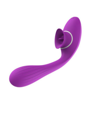 Stimulateur Clitoridien avec langue & Vibromasseur Point G 2-en-1 DISA Violet Cœur Ardent