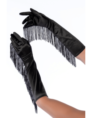 Une paire de gants noirs avec franges - Mapalé