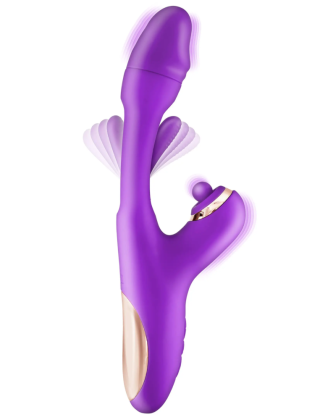 Vibromasseur rabbit 3-en-1 avec fonctions de tapotements