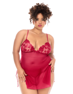 Babydoll grande taille Mapalé brodée avec string 
