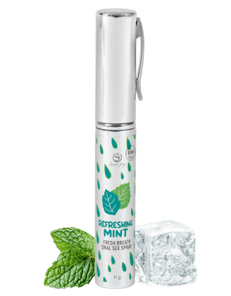 Spray buccal rafraîchissant menthe pour jeux intimes