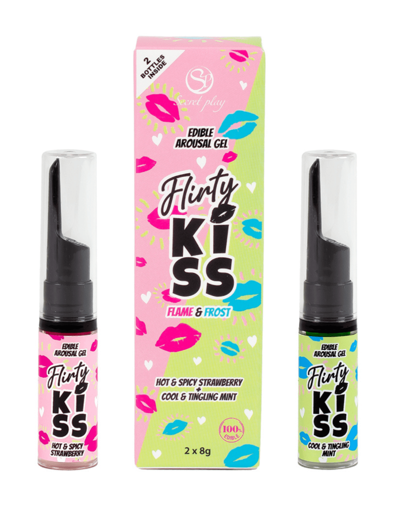 Gels pour Sexe Oral Fraise & Menthe  Flirty Kiss 2×8 gr Secret Play