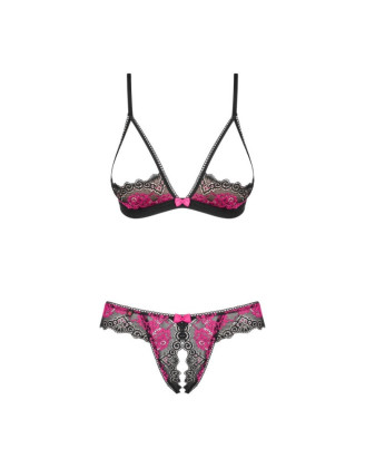 Tulia Ensemble ouvert 2 pcs - Noir et Fuchsia