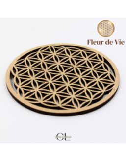 Plaque Fleur de Vie Sculptée Bois 10cm