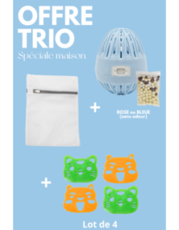 Boule de lavage  filet de lavage  4 attrape-poils - OFFRE TRIO