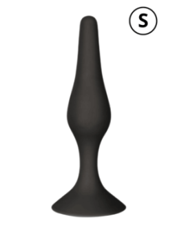 Plug Anal Noir en Silicone S avec Ventouse Taille S 10,5 cm Pocket Pleasure + 1 dosette de lubrifiant