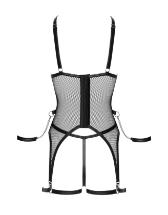 Ensemble Porte-Jarretelles & String Ouvert Résille Noir - Cottelli