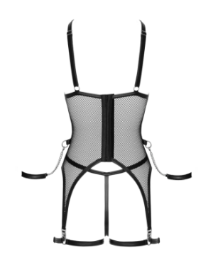Ensemble Porte-Jarretelles & String Ouvert Résille Noir - Cottelli