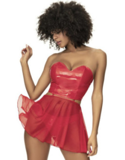 Ensemble lingerie Deux Pièces "Wet Look" Rouge 