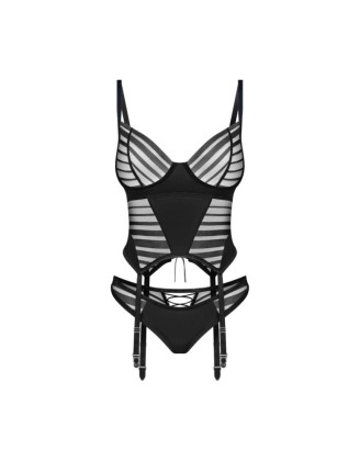Lune Bellis corset et string - Noirs