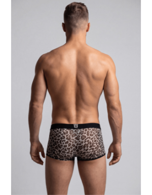 Boxer en résille imprimé léopard gris